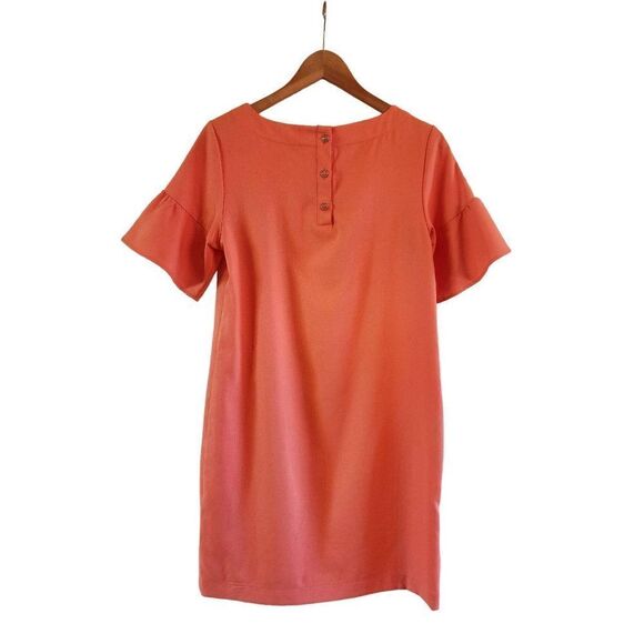 Banana Republic coral dream shift dress size 4 ruffle sleeve - Picture 2 of 10